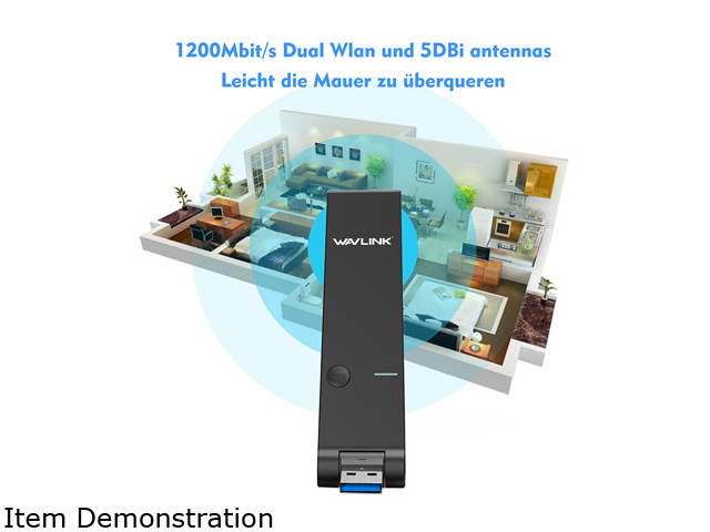 Wavlink AC600 USB Wifi Adapter, 600Mbps Dual Band Wireless Adapter, 802.11ac, High Gain 3dbi Antenna Network Adapter, 2.4G/150Mbps + 5G/433Mbps For PC, Windows XP/Vista/7/8/8.1/10 (32/64bits) MAC OS
