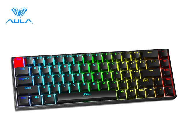 Aula F3068 68 Keys Bluetooth+Wired Dual Mode RGB Mechanical Keyboard Hot Swappable Switch Full keys Anti-ghosting Cool Backlight Effect for Pc Laptop Offical Computer