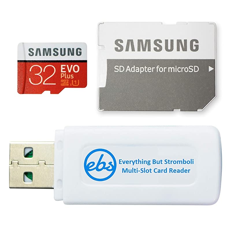 Evo Plus 32GB Micro SDHC Memory Card Class 10 MBMC32G Works with Android Galaxy Cell Phones A10e A10s A30s A50s A90 5G Bundle with 1 Everything But Stromboli MicroSD SD Card Reader