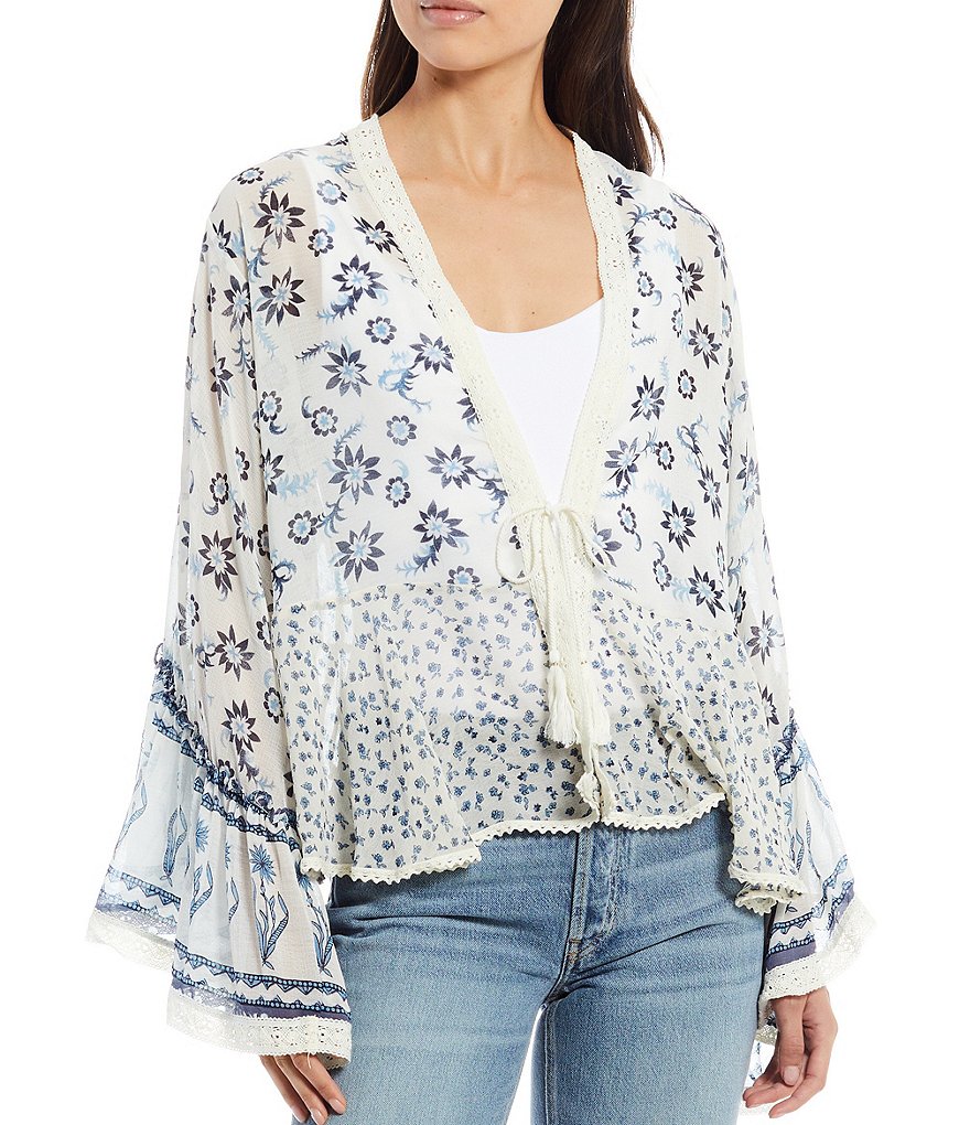 Free People Placed Print Lola Bell Sleeve Kimono
