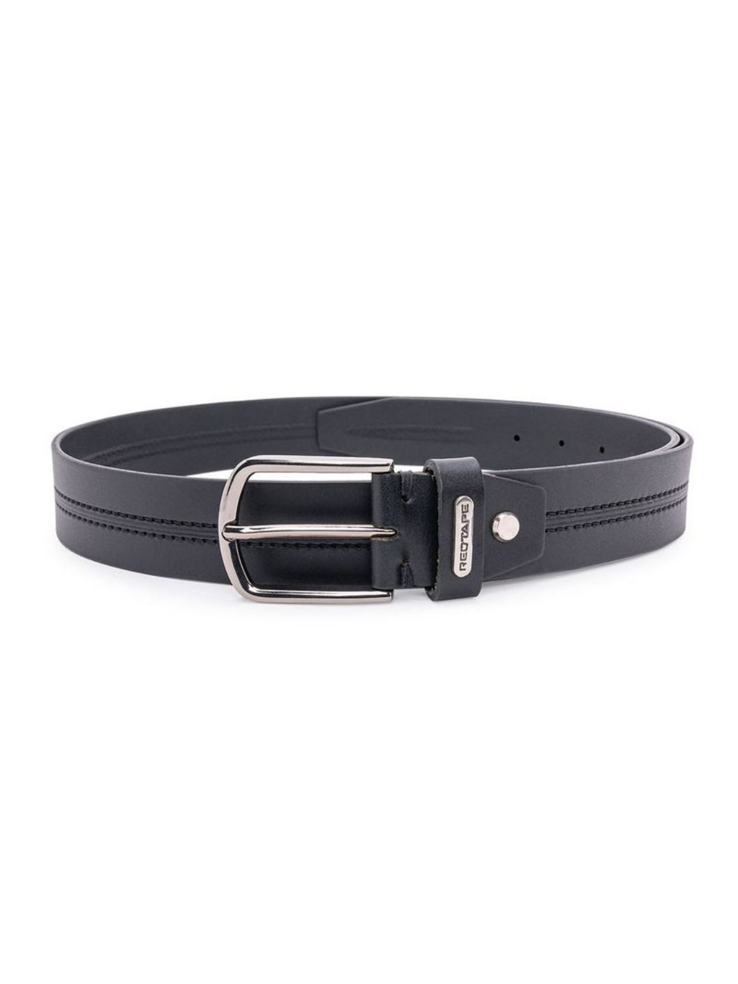 Red Tape Black Leather Waist Belt for Men