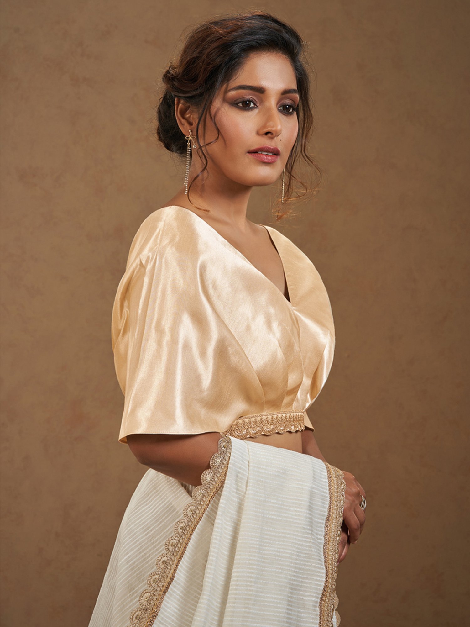 Salwar Studio Beige Embroidered Blouse