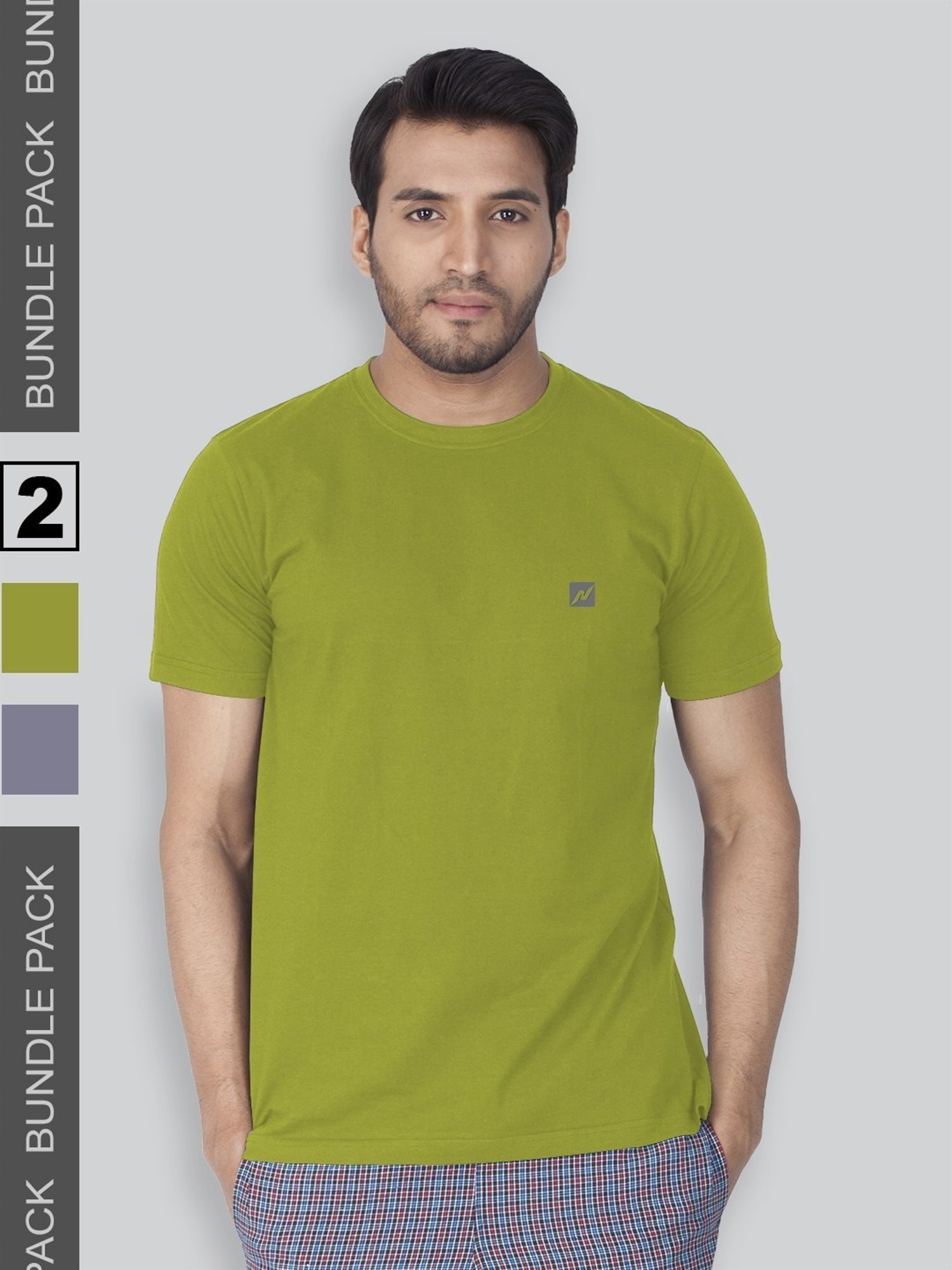 Lux Nitro Green & Purple Regular Fit T-Shirt Pack of - 2