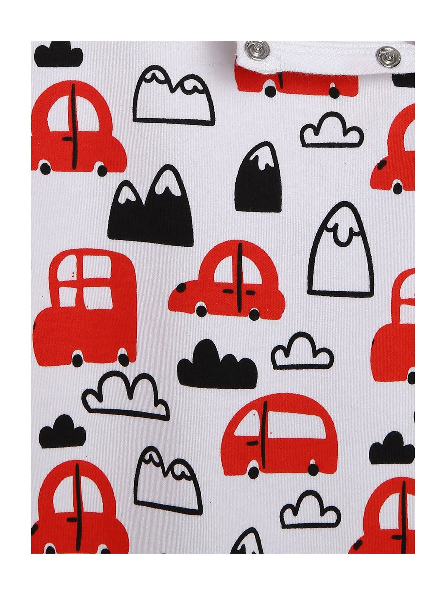 Berrytree Organic Kids Red Cotton Cars Print Rompers