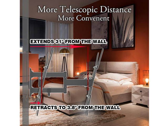 26-55" Adjustable Wall Mount Bracket Rotatable with Spirit Level Load 30kg / Maximum Vesa400 * 400 / Up and Down Adjustable - 5 ~ + 15 &deg; with Rotation 180 &deg;,TM13