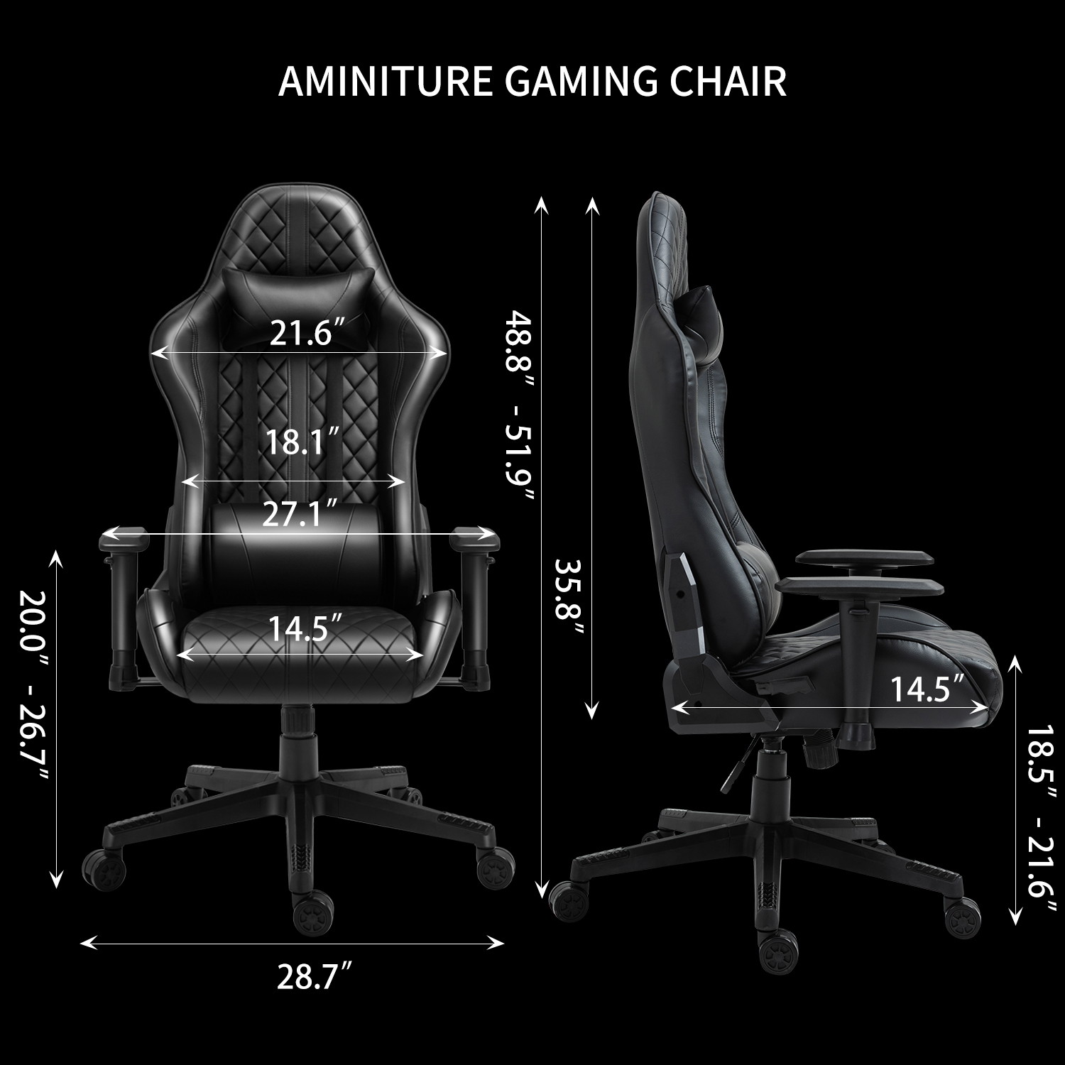 AMINITURE Gaming Chairs High Back Ergonomic Office Chair Racing Video Game Chair with Adjustable Armrests Headrest and Lumbar Pillow E-Sports Chair