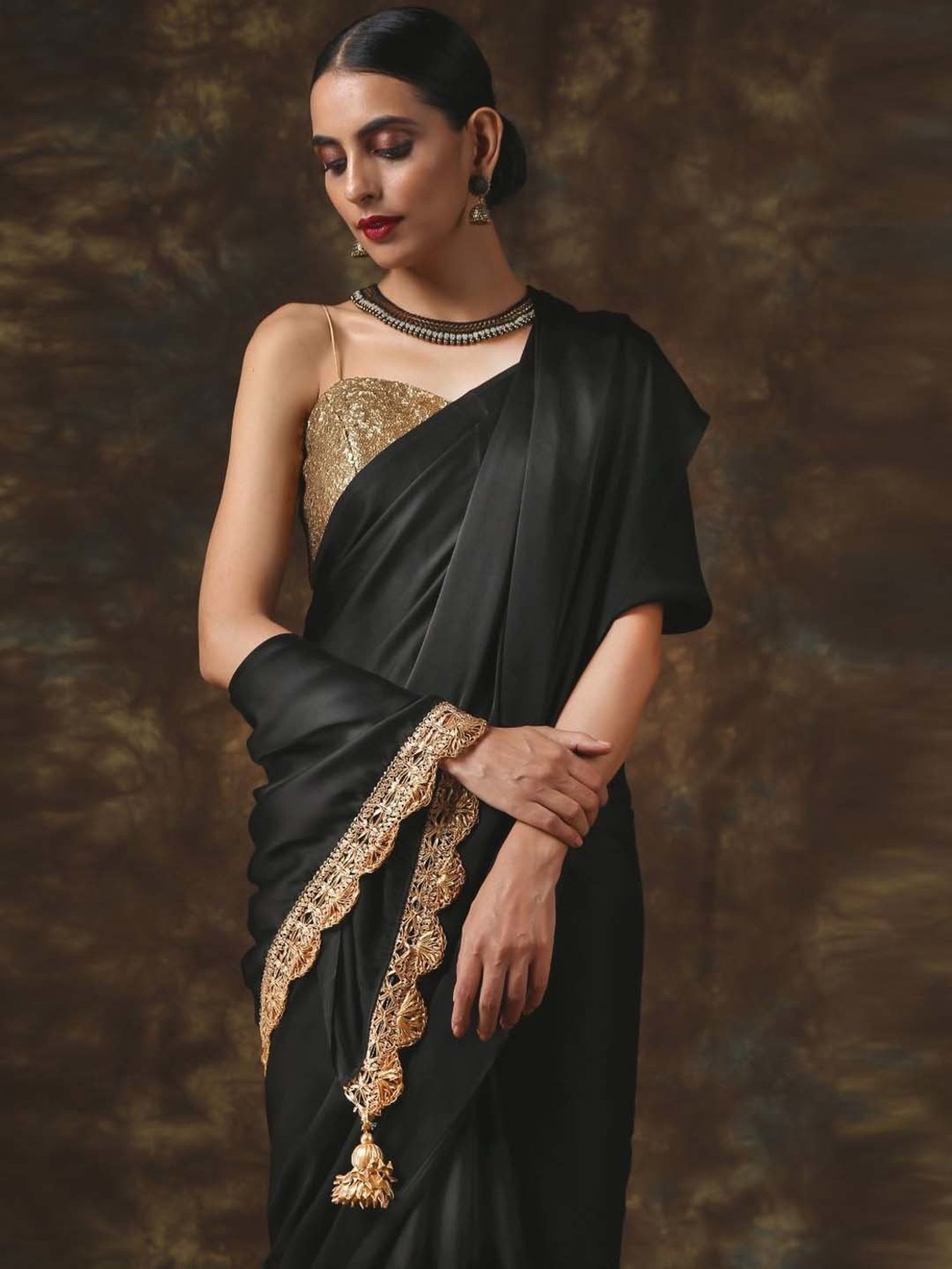 Swtantra Golden Embellished Readymade Blouse