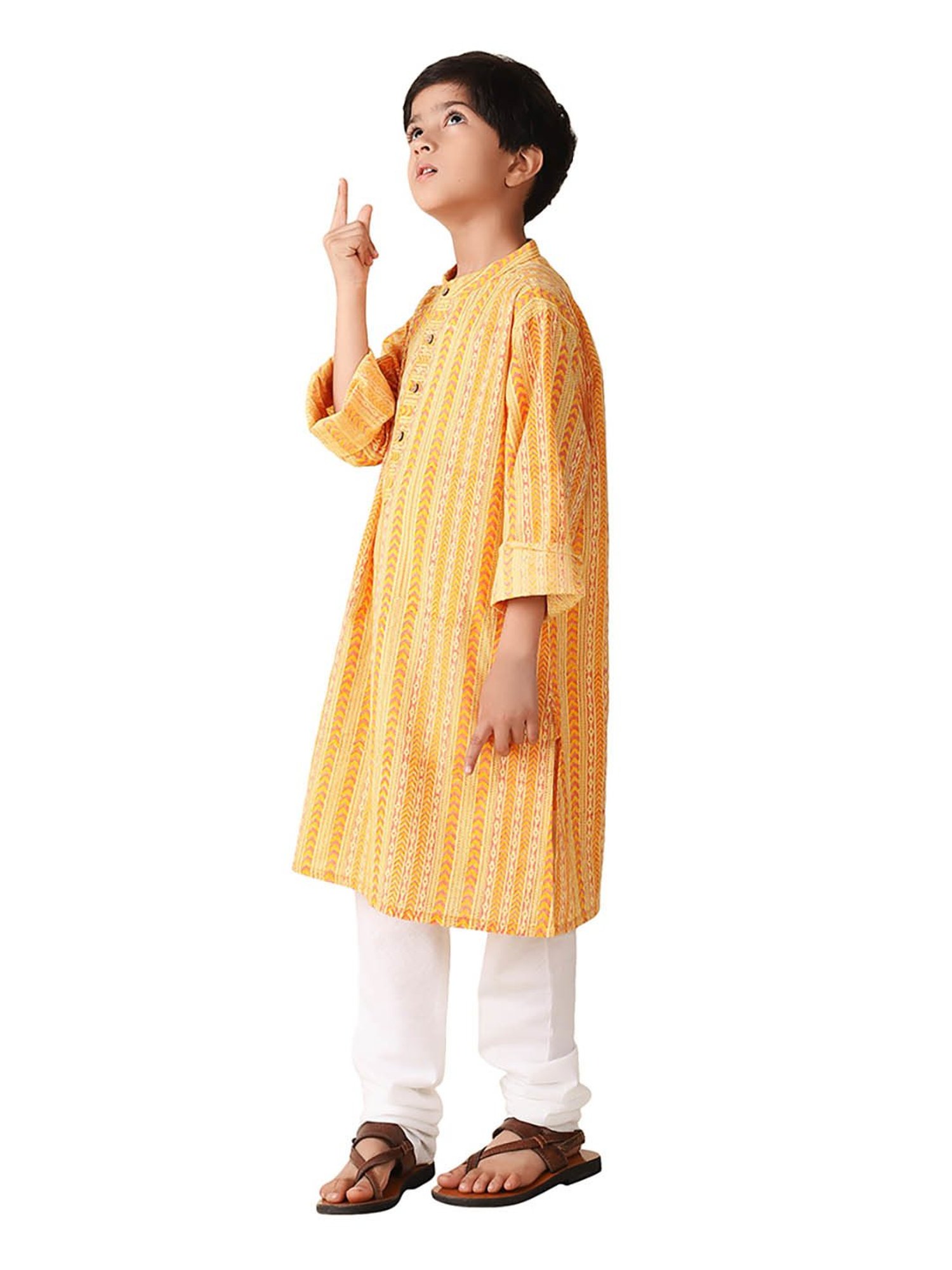 TABARD Kids Red Printed Full Sleeves Kurta
