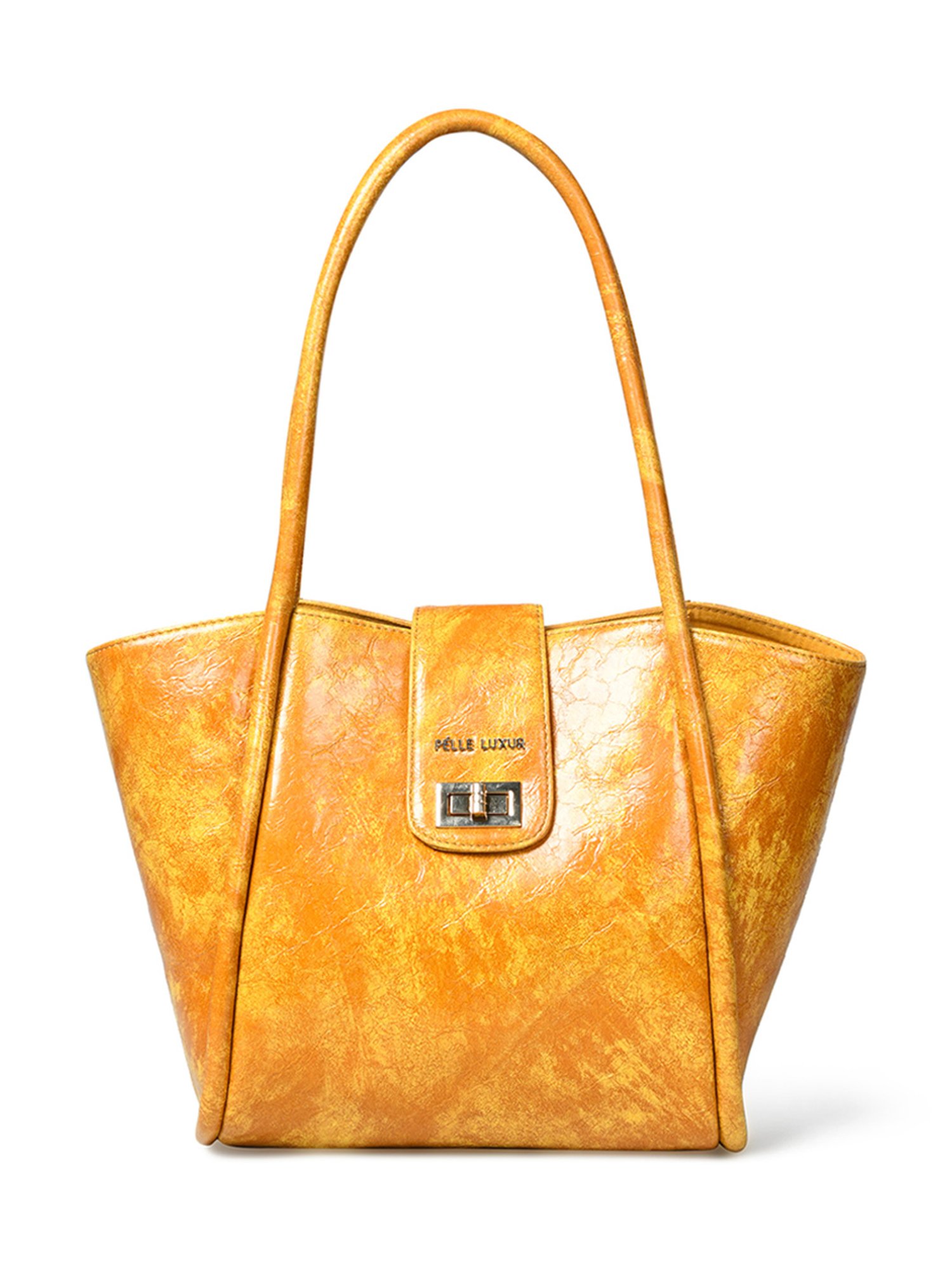 PELLE LUXUR Mustard Medium Handheld Handbag