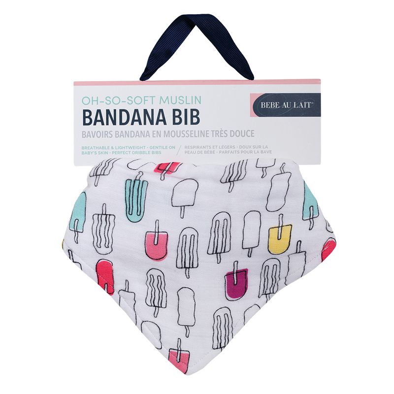 Bebe au Lait Muslin Popsicle Print Bandana Bib - White