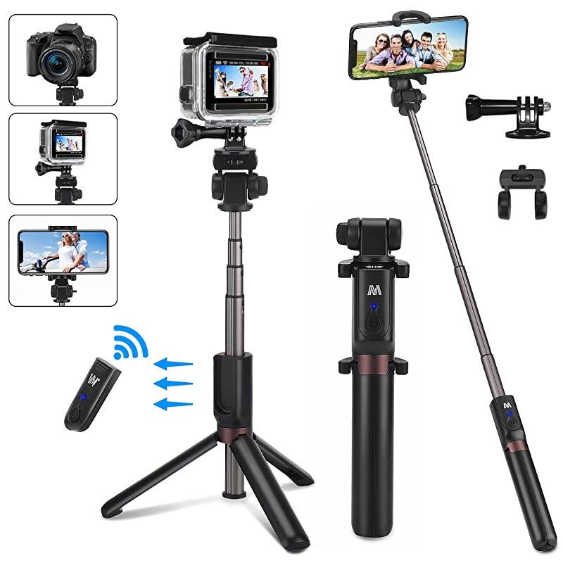 Bluetooth Selfie Stick Tripod, 41 Inch Extendable Phone Camera Tripod Stand with Wireless Remote, Selfie Stick Compatible for iPhone 11/11 Pro/X/XR/Xs Max/8/7s, Galaxy S10/S9/Note 8