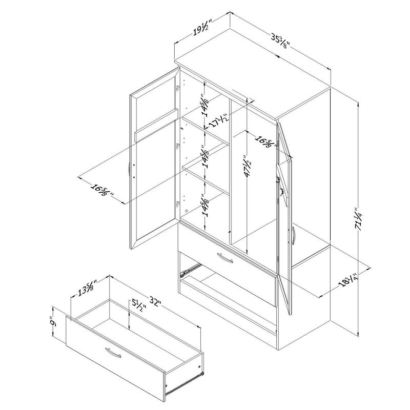 Mulberry 2.0 Sectional Wardrobe Closet Blue - Manhattan Comfort