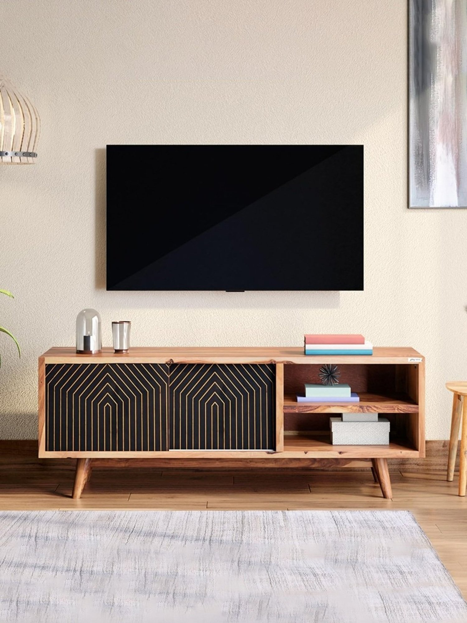 Delite Kom Flex Flowery Wenge & Acacia Dark Engineered Wood TV Entertainment Unit