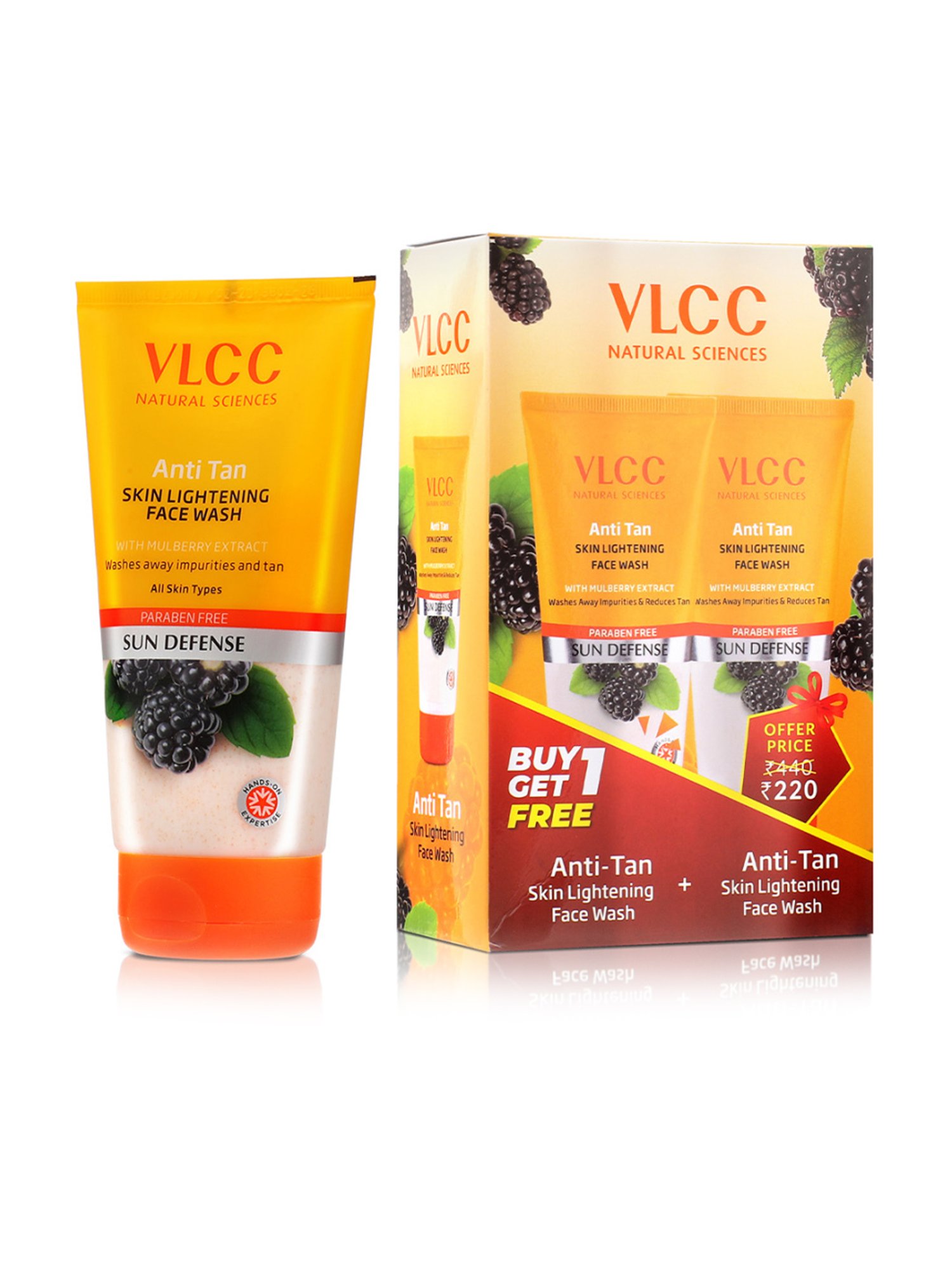 VLCC Anti Tan Skin Lightening Face Wash and Anti Tan Sun Screen Lotion SPF 25 PA+ Combo