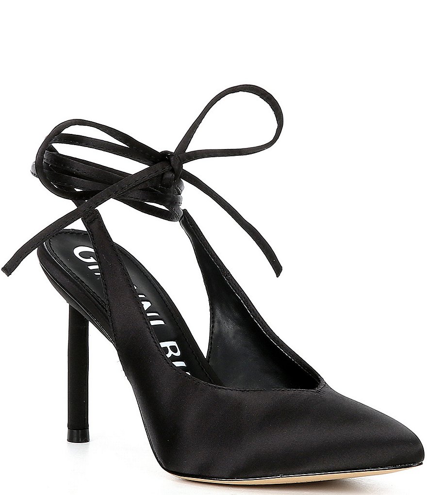 Gianni Bini Sirfeenah Satin Pointed Toe Ankle Wrap Pumps