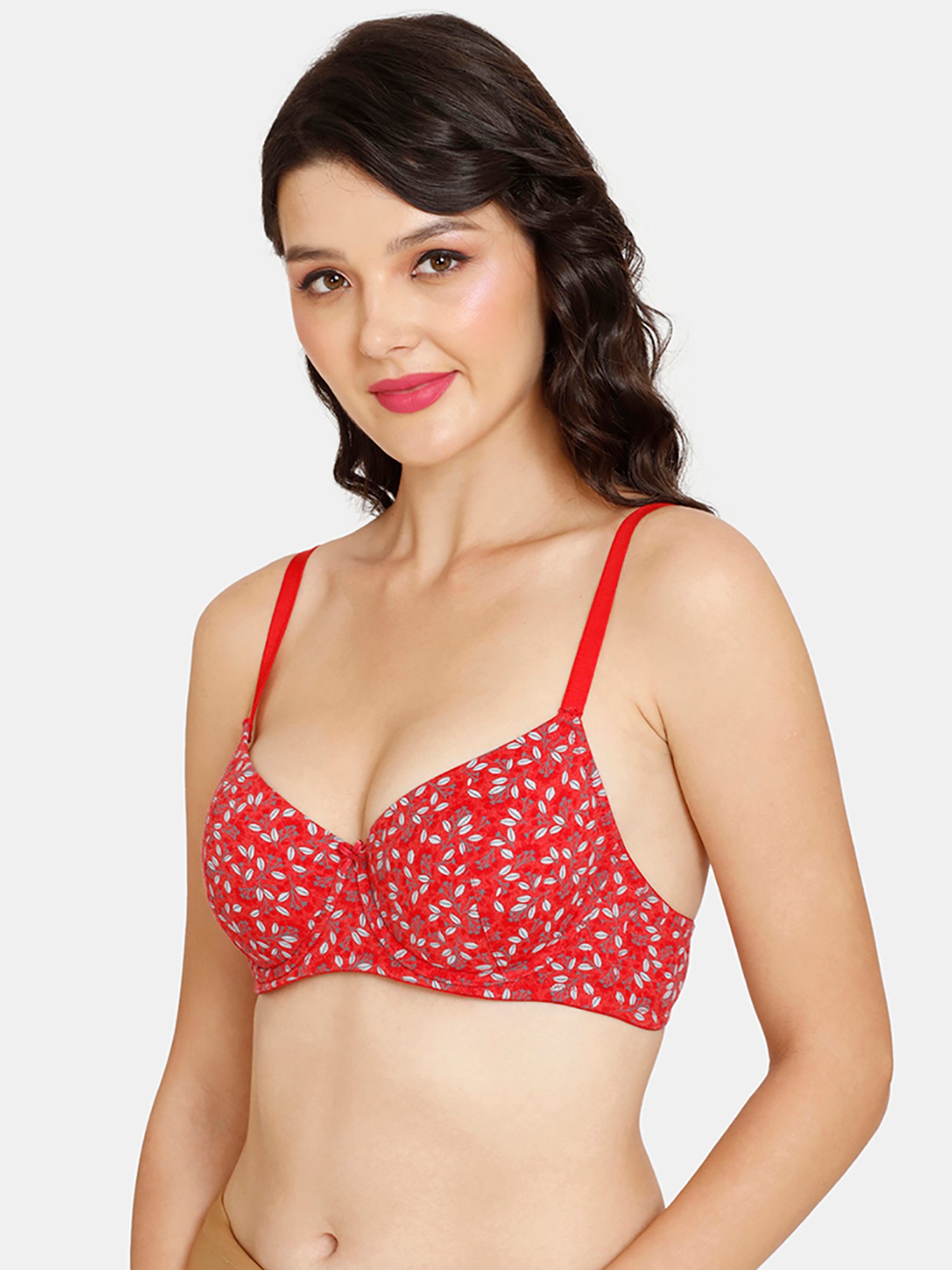 Rosaline by Zivame Red Printed Half Coverage T-Shirt Bra