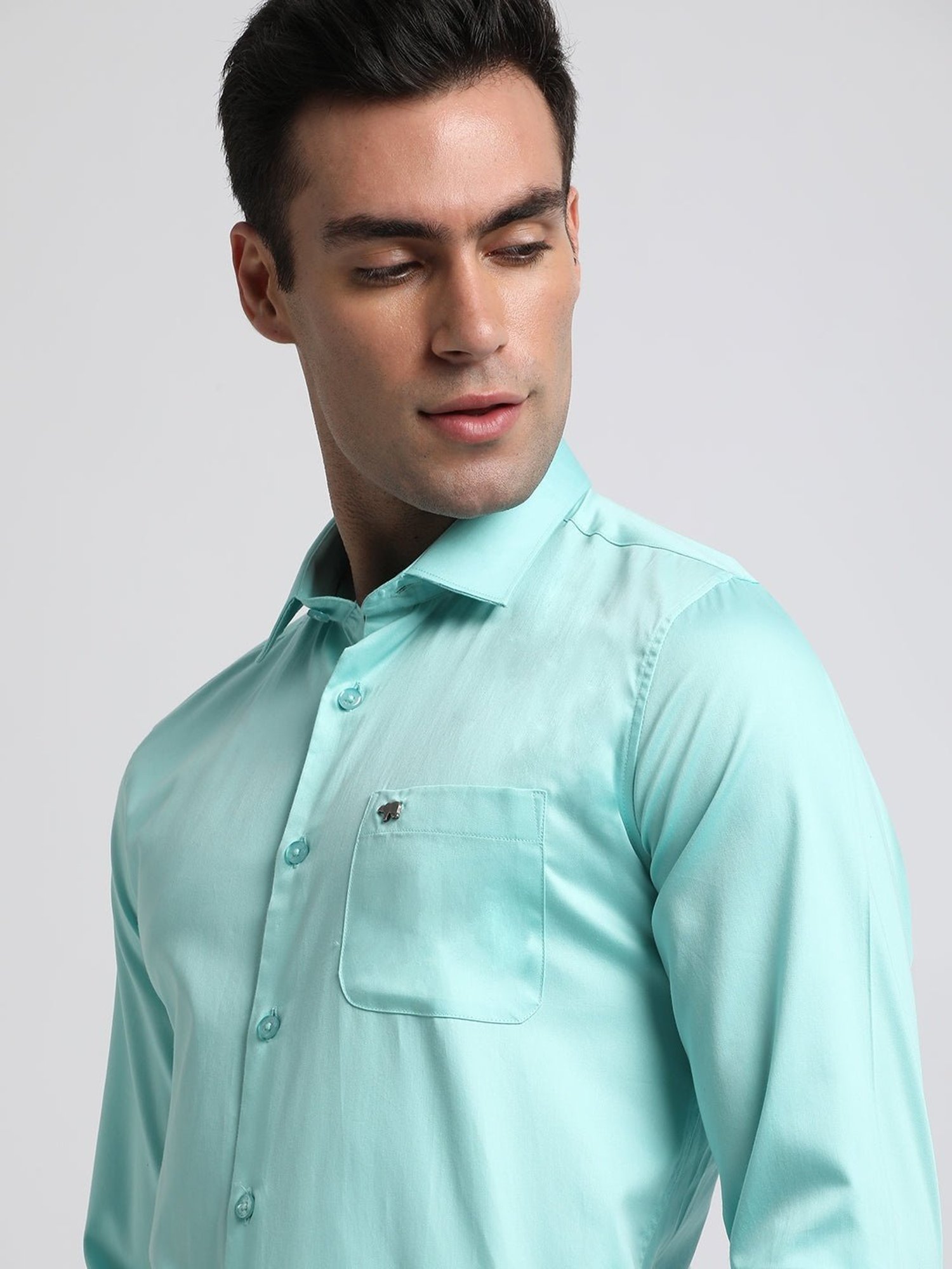The Bear House Blue Cotton Slim Fit Shirt