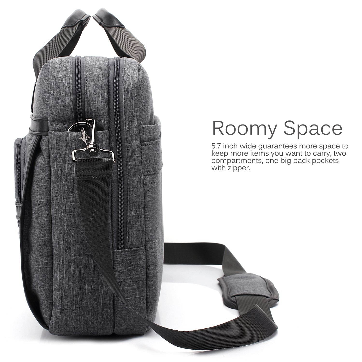 LUOM 17.3" Laptop Bag Laptop Briefcase Fits Up to 17.3 Inch Laptop Water-Repellent Gaming Computer Bag Shoulder Bag Large Capacity for Travel/Business/School/Men, CB-5003,  Black