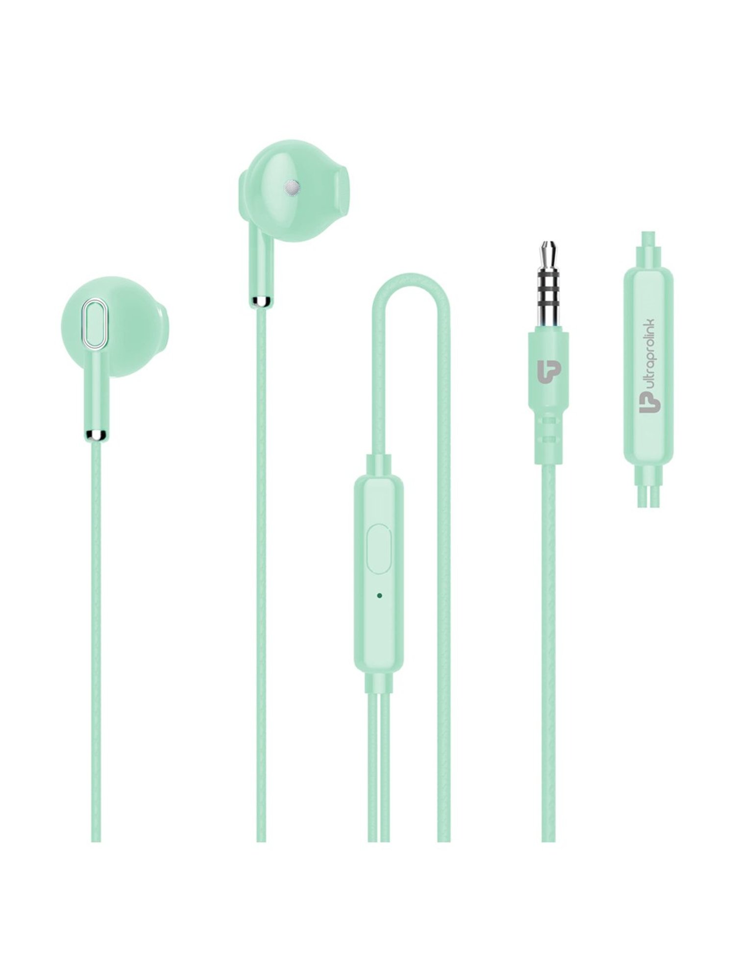 ULTRAPROLINK Pastels UM1130, 10mm Noise Isolation Drivers, Hands Free Earphones with mic (Green)