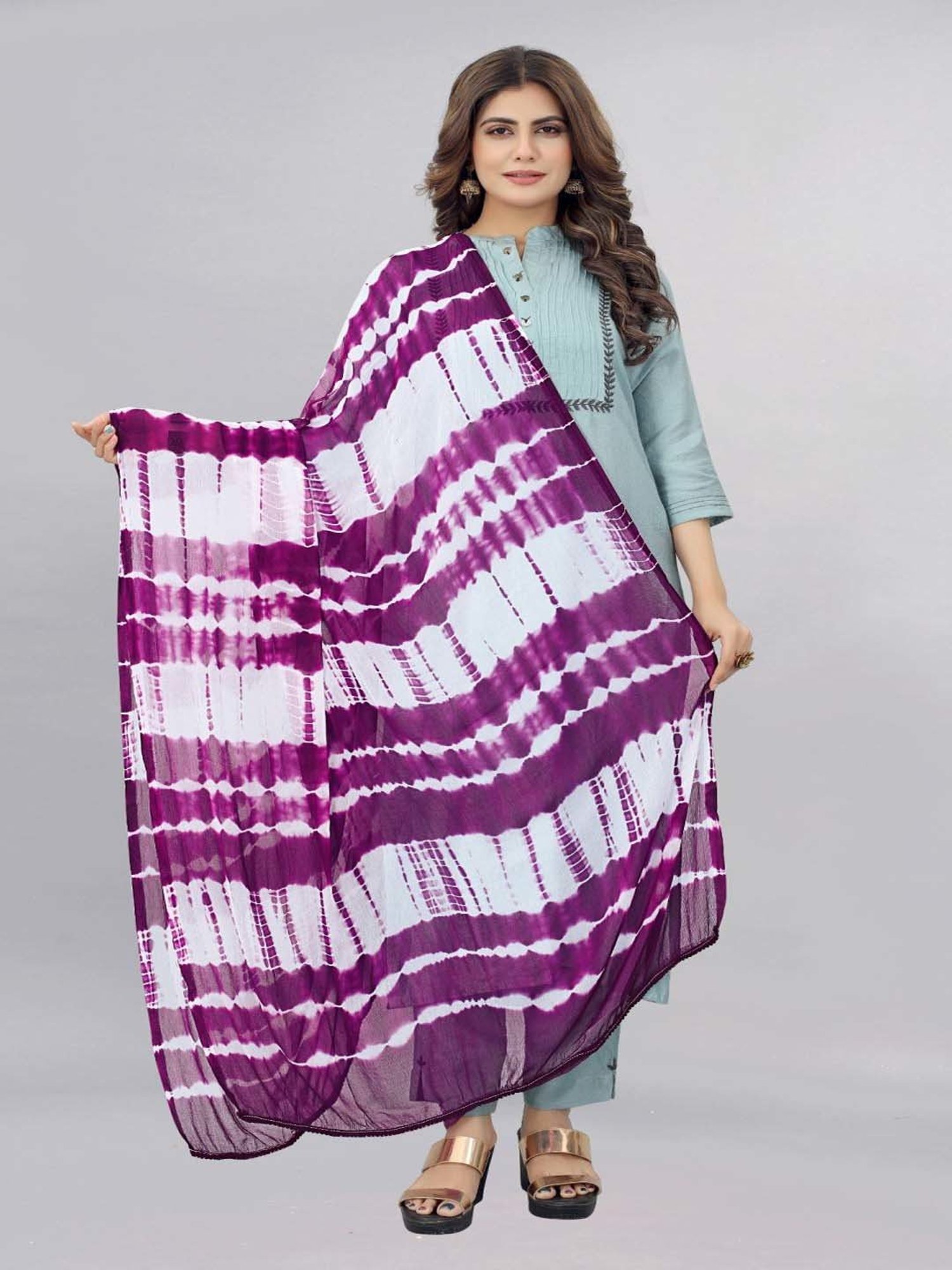 APNISHA Purple Tie & Dye Dupatta
