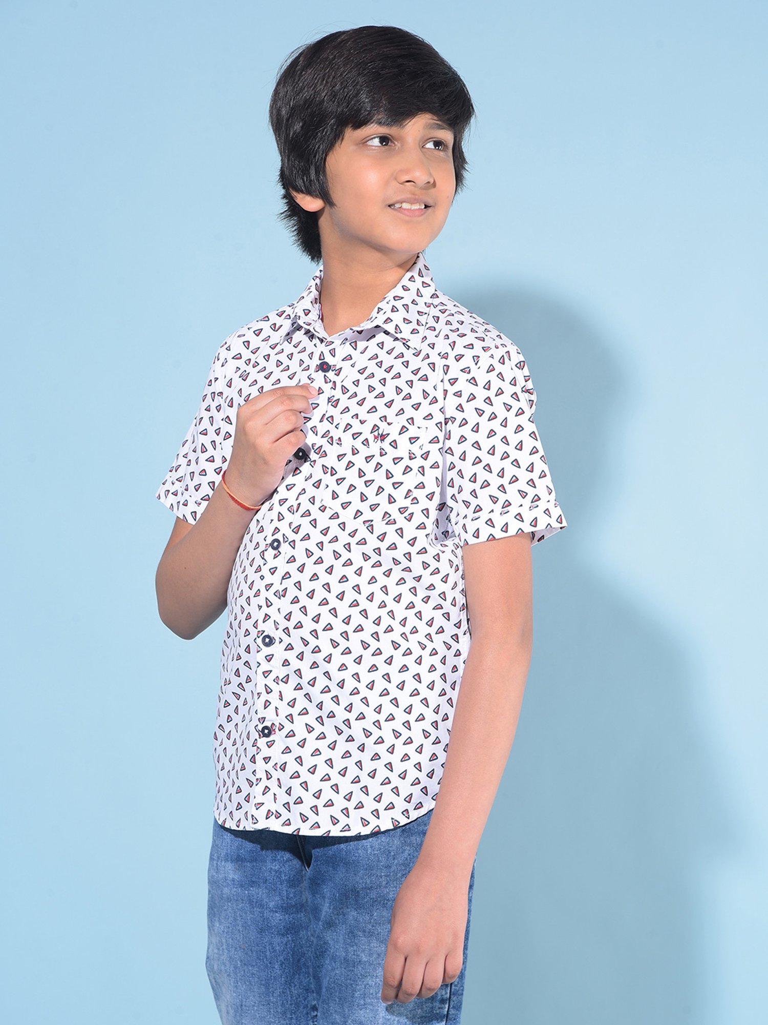 Crimsoune Club Kids White Printed Shirt