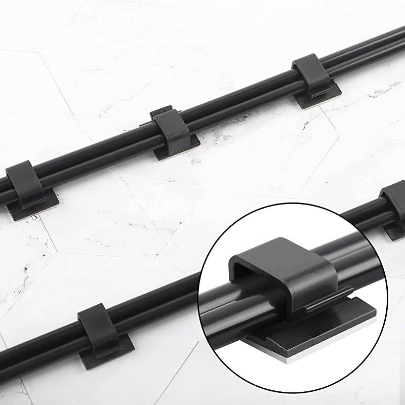 100 Pcs Cable Clips Black with Strong Adhesive Tapes 2 Sizes Wire Holder Car Cable Organizer Upgraded Cable Wire Management Office and Home Black