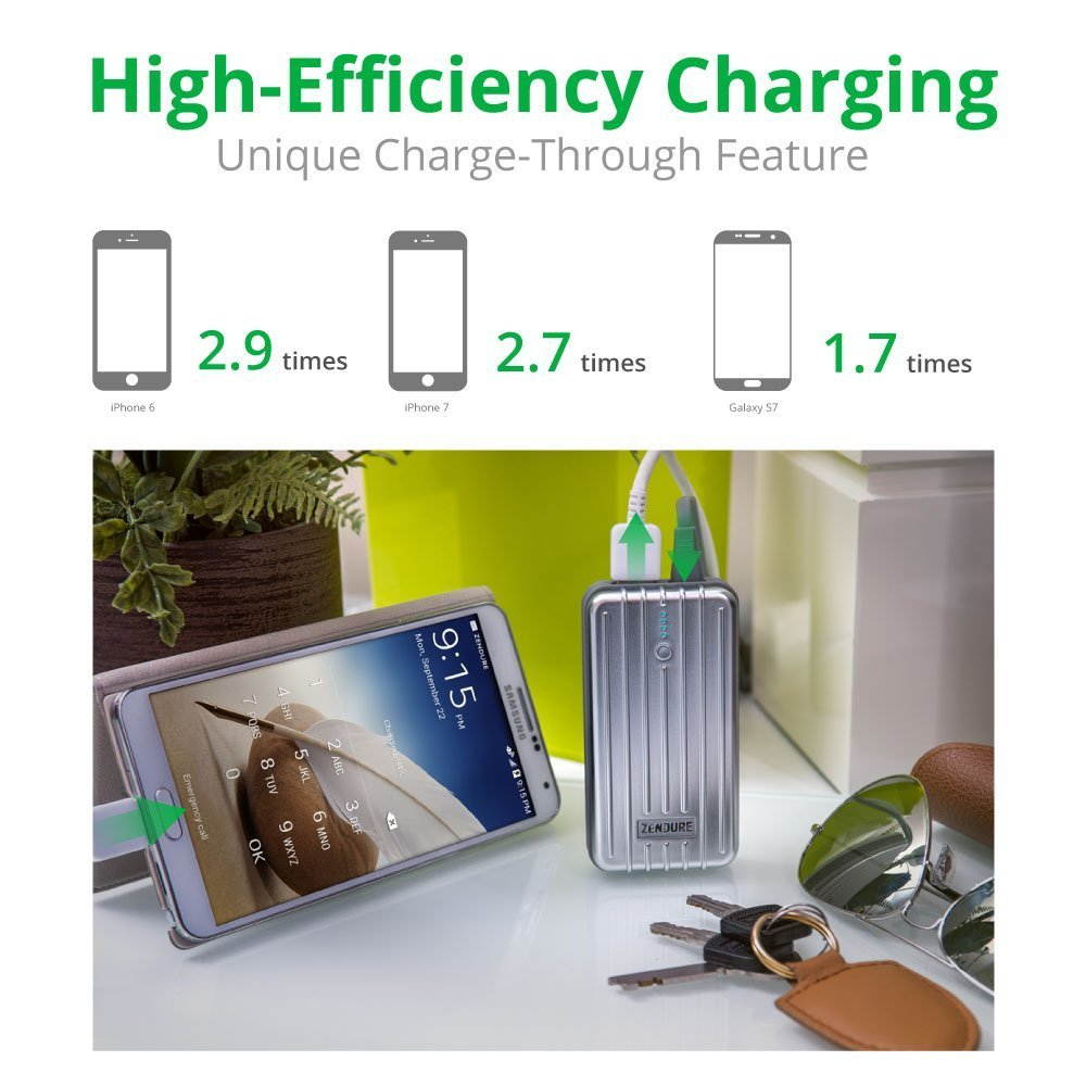 Zendure A2 Portable Charger 6700mAh &ndash; Ultra-durable External Battery Power for iPhone, Android and More, PC Advisor Winner 2014-2017, Lightweight and Compact&ndash; Silver