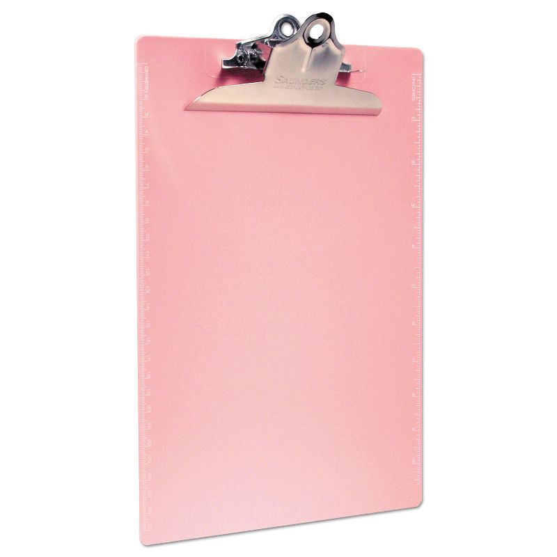 Saunders Recycled Plastic Clipboard with Ruler Edge 1" Clip Cap 8 1/2 x 12 Sheets Pink 21800