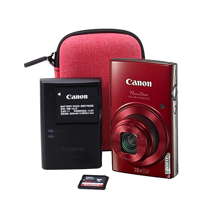 Hard Carrying Case for Canon PowerShot ELPH 180/190 Digital Camera (Storage case, red)