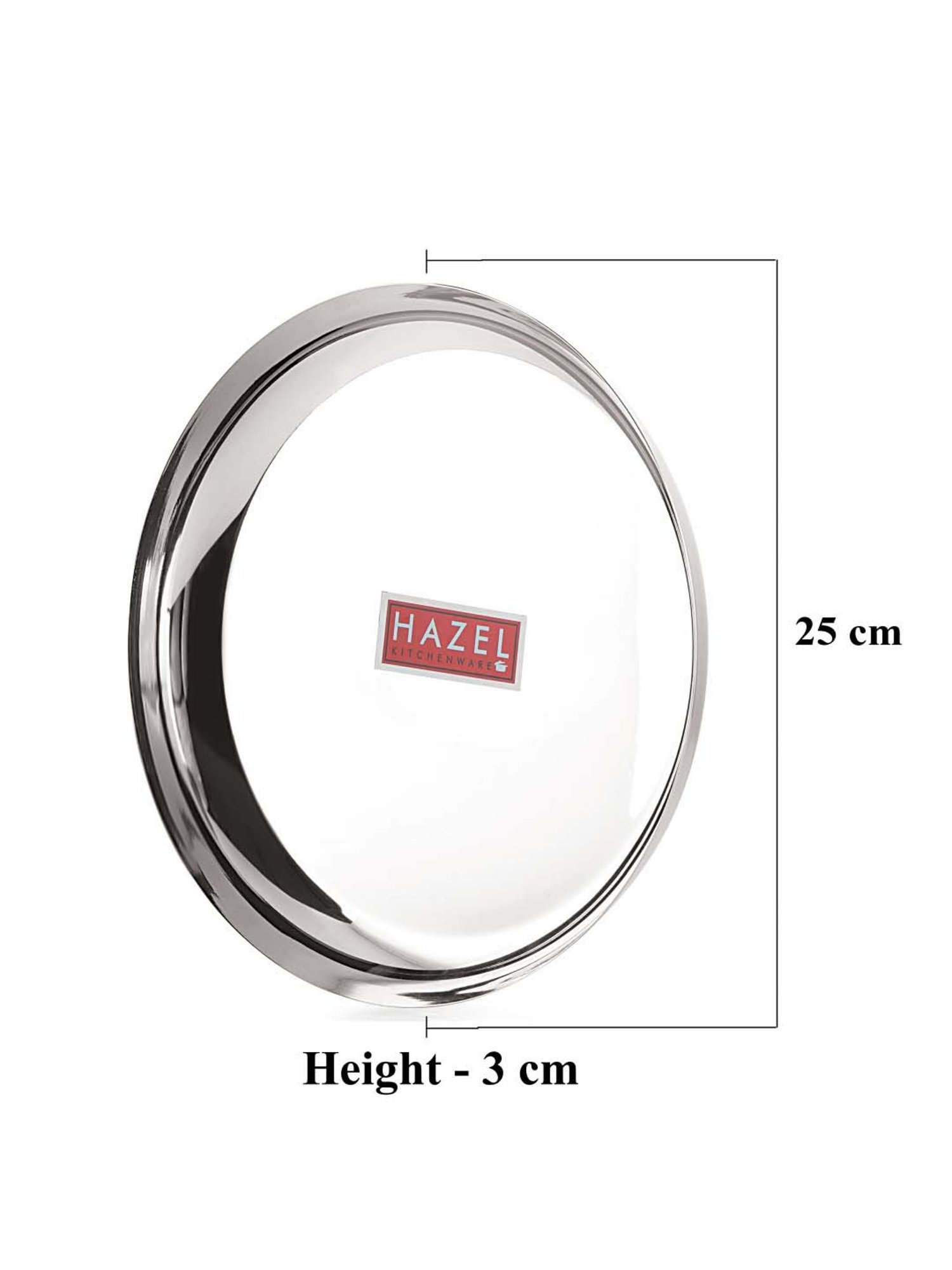 HAZEL Silver Stainless Steel 25 cm Medium Thali - Set of 1