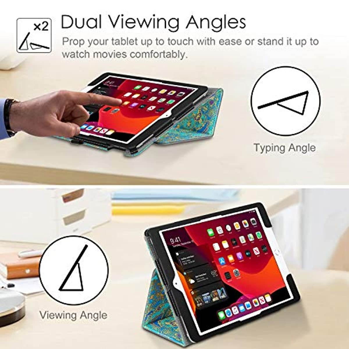 Fintie Folio Case for New iPad 8th Gen (2020) / 7th Generation (2019) 10.2 Inch - [Corner Protection] Premium Vegan Leather Smart Stand Back Cover with Pencil Holder, Auto Sleep/Wake, Shades of Blue