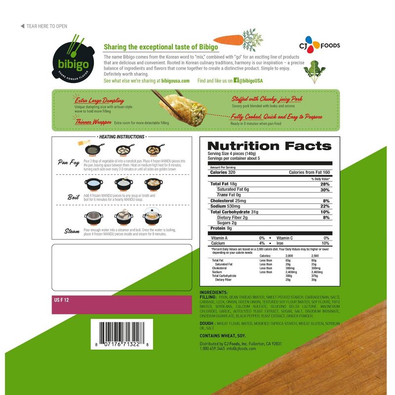 Bibigo Frozen Mandu Pork & Vegetable Dumplings - 24oz