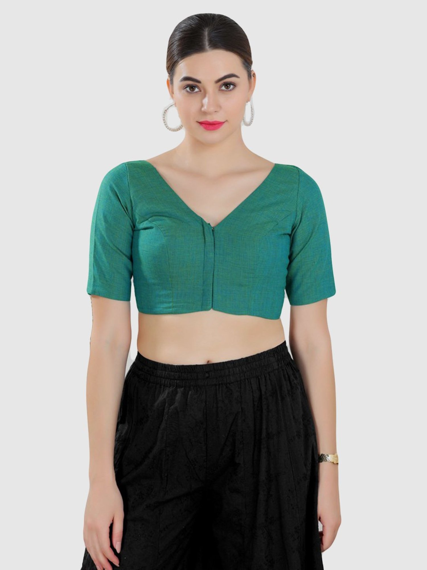 Salwar Studio Rama Green Plain Blouse