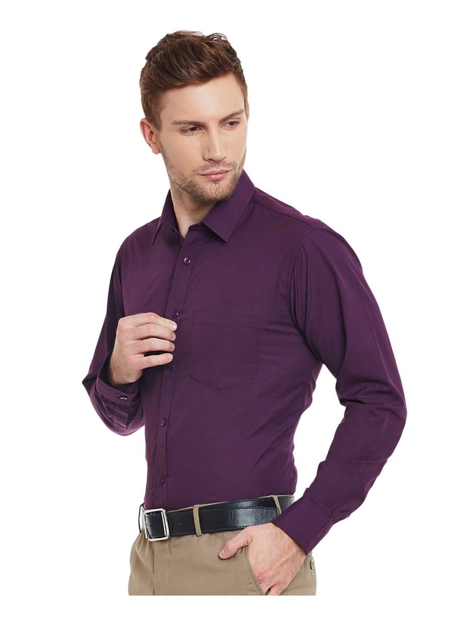 English Navy Wine Slim Fit Shirt