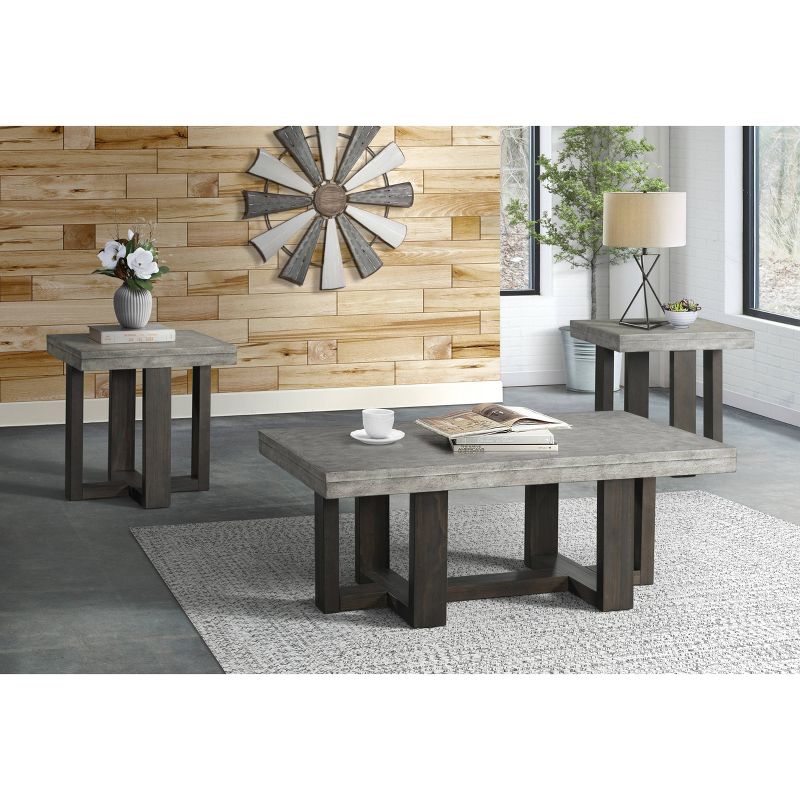 Rustic Modern End Table Concrete/Tan - Lane Home Furnishings