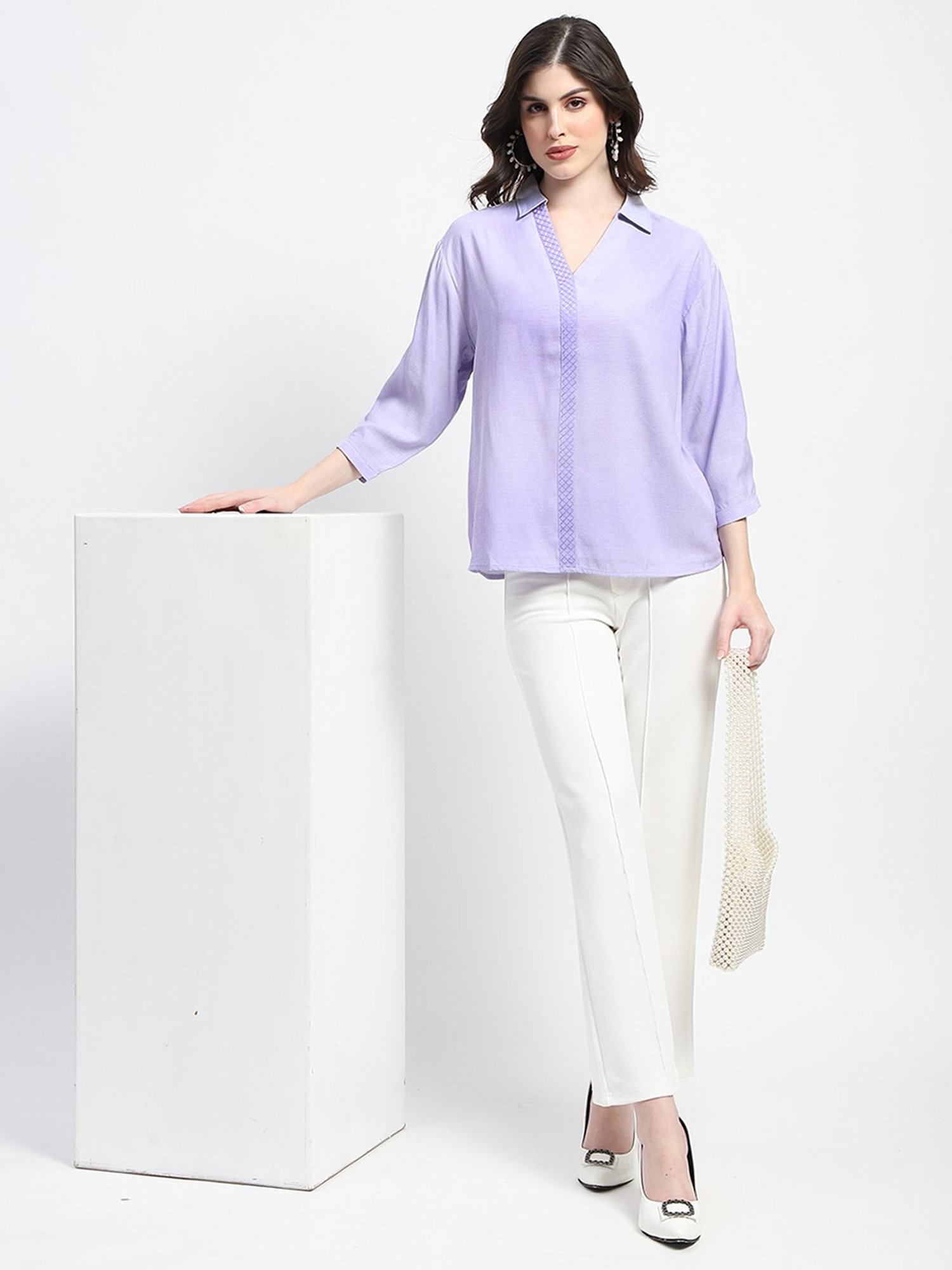 MADAME Lavender Textured Top