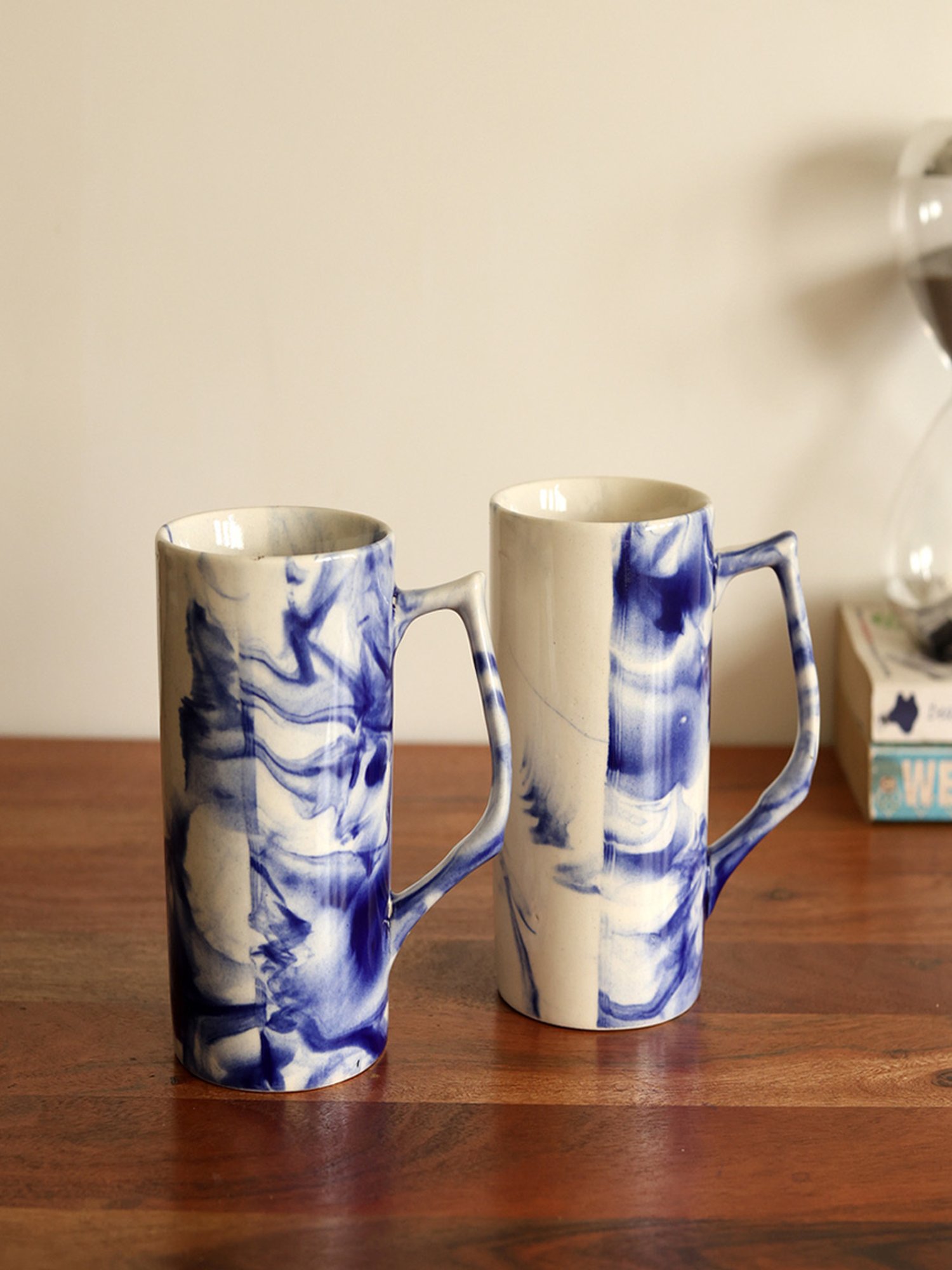 Unravel India Shades of Earth Multicolor Ceramic Beer Mug - Set of 2