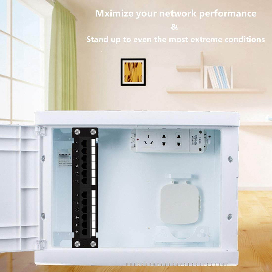 Yankok [CAT5/5e 12 Port Patch Panel] Unshielded with Coded T568A/B Wiring for RJ45 Network Cables Rack / Wall Mount 10in.x1U (Come with Bracket and Basic Termination Tools)