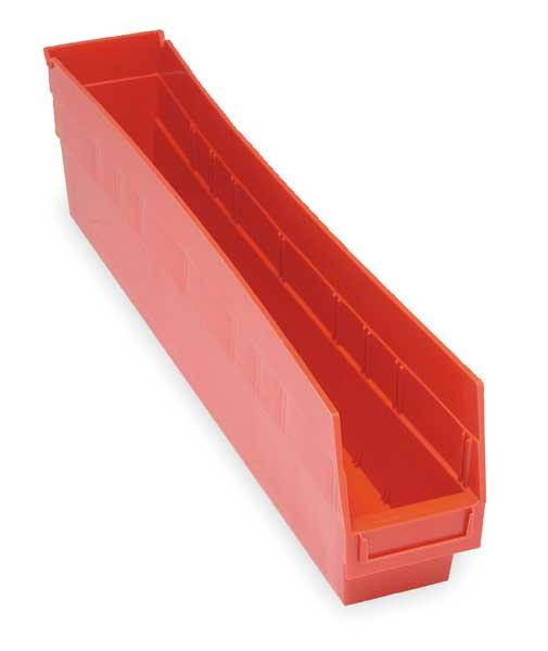 QUANTUM STORAGE SYSTEMS QSB205RD Red Shelf Bin, 23-5/8"L x 4-1/8"W x 6"H