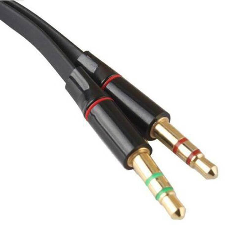 3.5mm 1 Female to 2 Male Y Splitter 3.5mm Headset Splitter Adapter Cable F L/R Audio Microphone MIC PC Headset