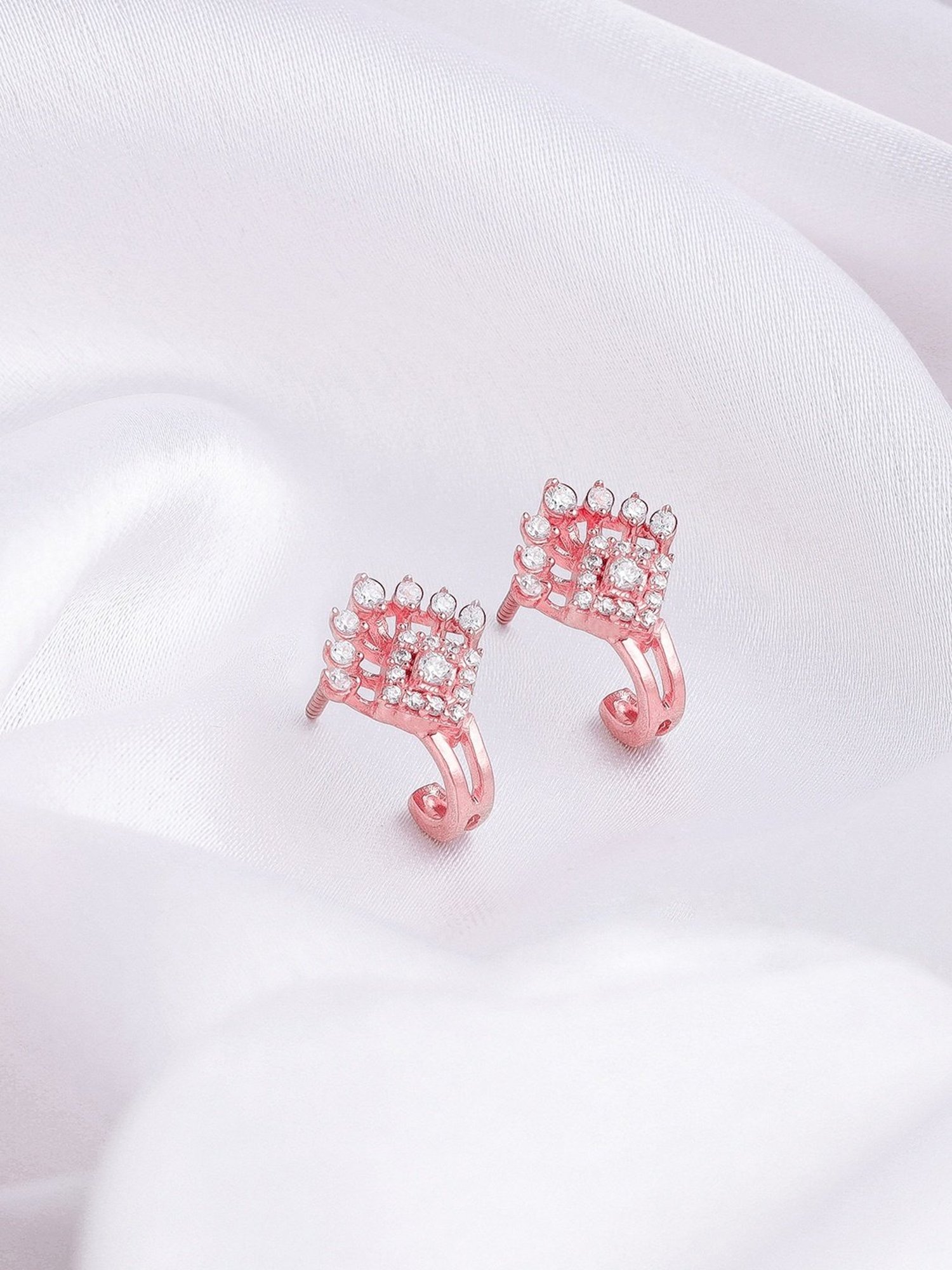 GIVA 92.5 Sterling Silver Rose Gold Twilight Twinkle Hoop Earrings