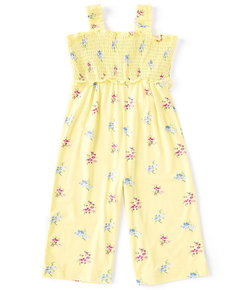 Rare Editions Little Girls 2T-6X Sleeveless Floral-Printed Smocked Jumpsuit