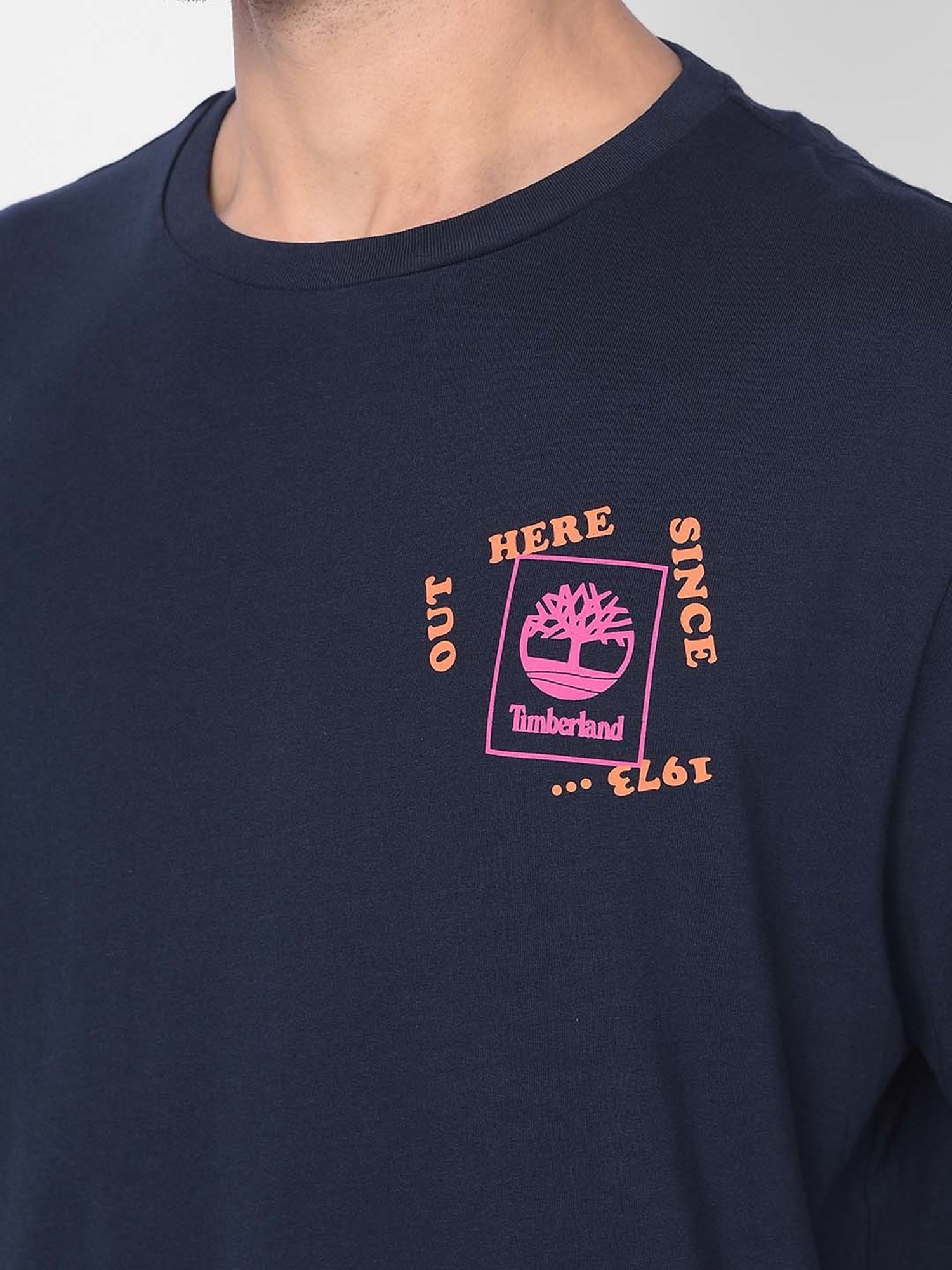 Timberland Navy Regular Fit Printed Crew T-Shirt