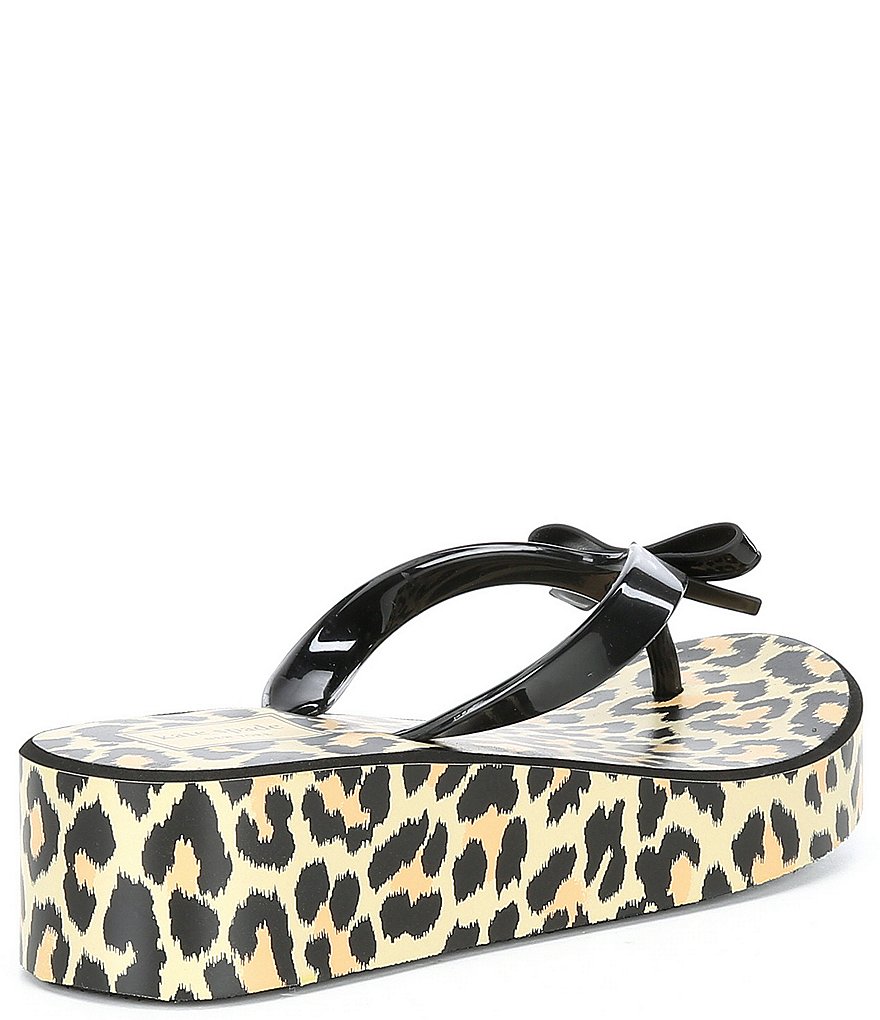 kate spade new york Rina Leopard Print Bow Detail Platform Flip Flops