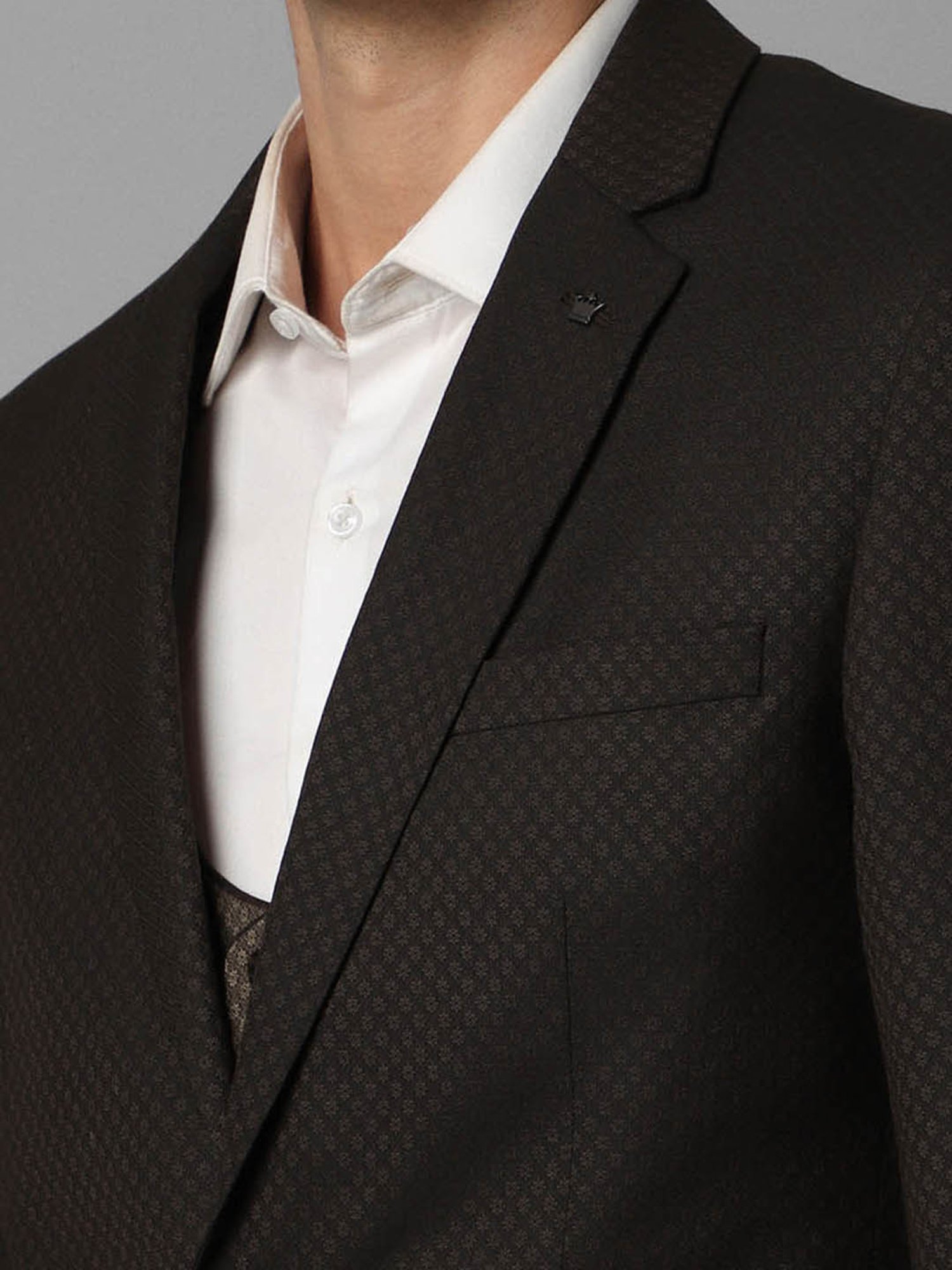 Louis Philippe Mid Brown Slim Fit Three Piece Suit