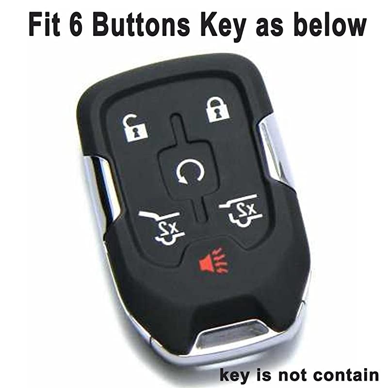 Hand Sew Leather Keyless Entry Remote Key Fob Cover Case Skin Protector for 2015 2016 2017 Chevrolet Tahoe Suburban Chevy GMC Yukon GM Remote Control