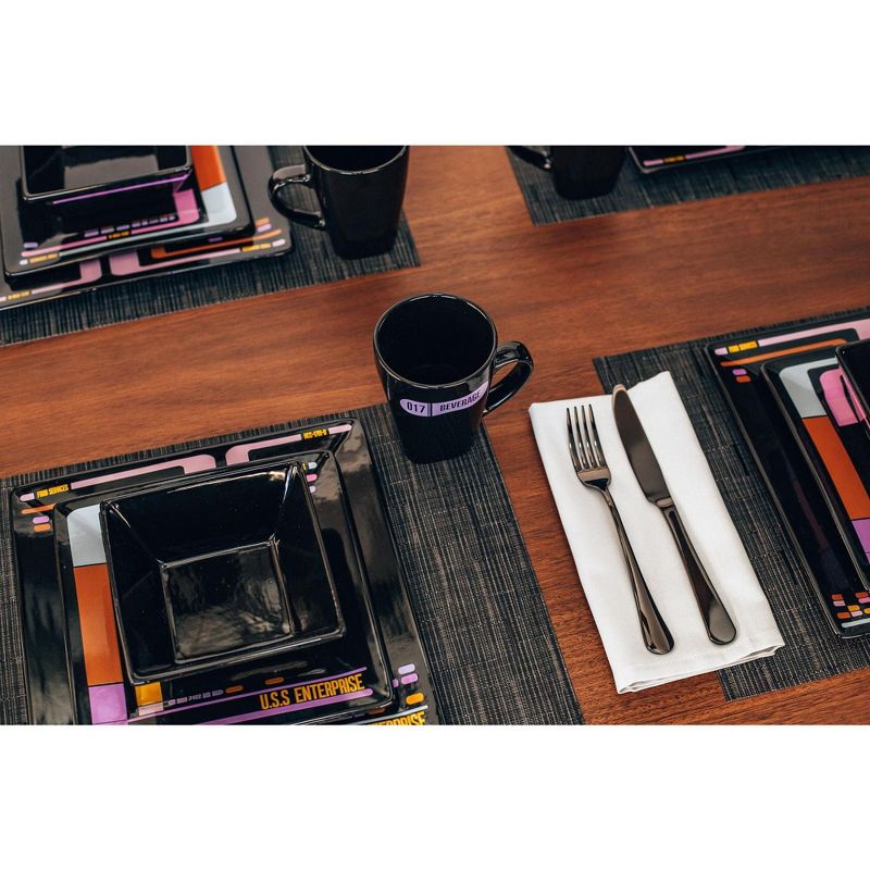 Robe Factory LLC Star Trek: The Next Generation LCARS Interface 16-Piece Ceramic Dinnerware Set