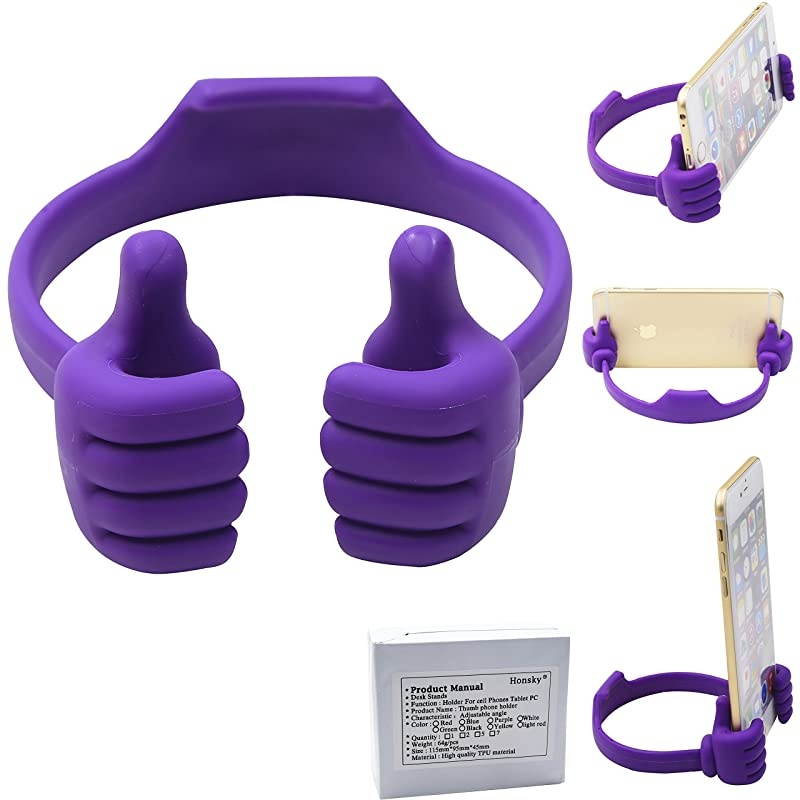Thumbsup Cell Phone Stand Holder Tablet Stand Cradle for Desk Desktop Smartphone Cellphone Mobile Phone Tablets Universal Adjustable Flexible Purple