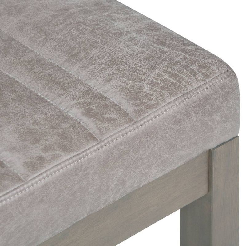48" Kaufman Ottoman Bench Distressed Gray Taupe Faux Air Leather - WyndenHall