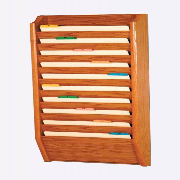 Wooden Mallet 10 Pocket Legal Size File Holder Display Storage Rack Organizer Furniture Medium Oak